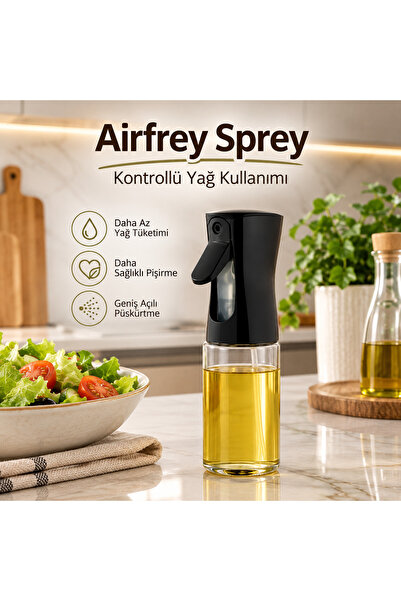Homsen Airfryer Yağ Spreyi Kontrollü Yağ Püskürtücü Şişe Zeytinyağı Sirke Mut...