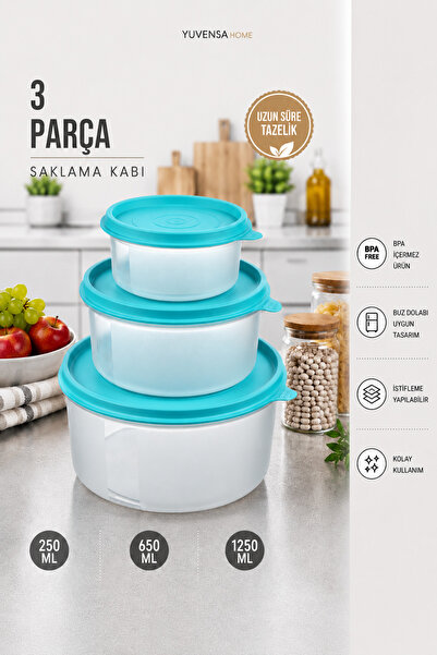 Yuvensa Home Yuvarlak 3'lü Saklama Kabı Seti