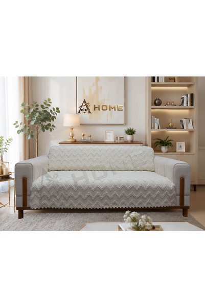 AnlamHome Sakallı Şönil Çekyat Örtüsü 175x220 cm Kabartmalı Desenli Koltuk Ka...