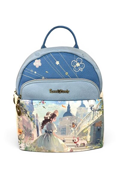 Sweet Candy Synthetic Backpack with Doll Design and 5 Exterior Compartments f...