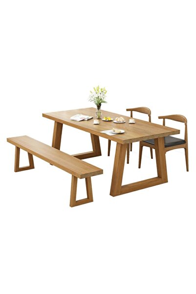 zeynolisa wood -sagalassos- 2 Sandalyeli 1 Banklı Ahşap Ayaklı Ağaç Yemek Mas...
