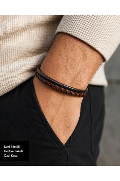 HER ŞEY NOTA www.herseynota.com Cervano Brown – Knitted Genuine Leather Men's...