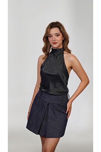 FK PYNAPPEL Indigo Pleated Denim Etek