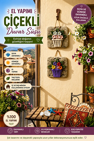 KARYA AURA 2li Çiçek duvar süsü