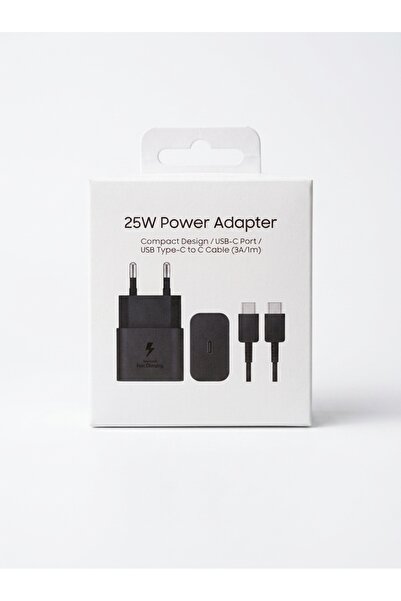 Deppo Trend Samsung Galaxy S26 Ultra/S25/S24/S23/S22/S21/S20 Fe/S10/A57/A37/A17/A56/A36/A26/A16/A55/A35 Uyumlu 25W Yeni Nesil Slim Type-C Type-C Şarj Cihazı Hızlı Şarj Adaptörü ve Kablosu USB-C Şarj Aleti