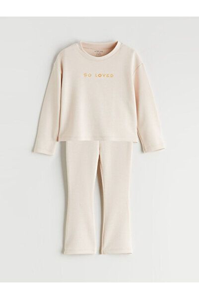LC Waikiki Printed Baby Girl Sweatshirt and Sweatpants