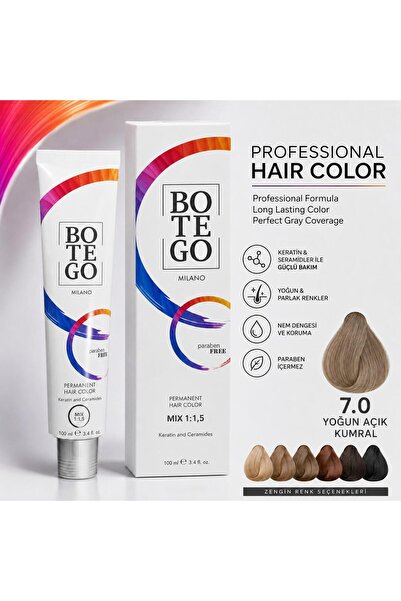 botegohair Profesyonel Krem Saç Boyası - 7.0 Yoğun Kumral 100 ml