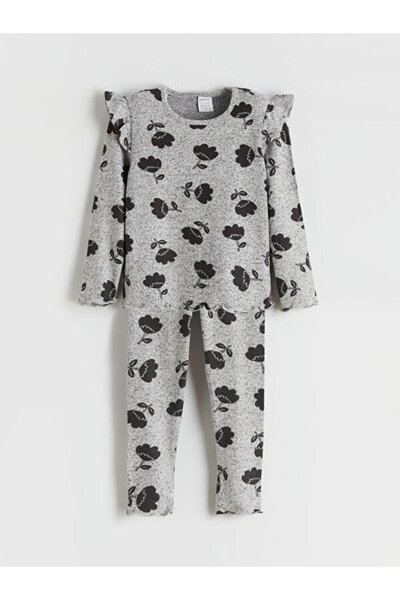 LC Waikiki Crew Neck Floral Baby Girl T-Shirt and Leggings 2-Piece Set