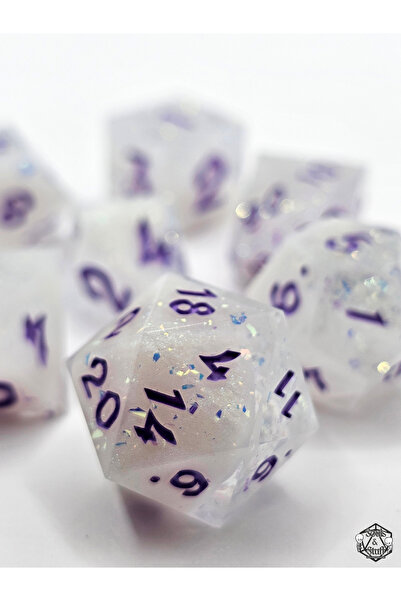 Soulsnstuff El Yapımı DND Zar Seti – Lunar Shard Epoksi Reçine RPG Dice