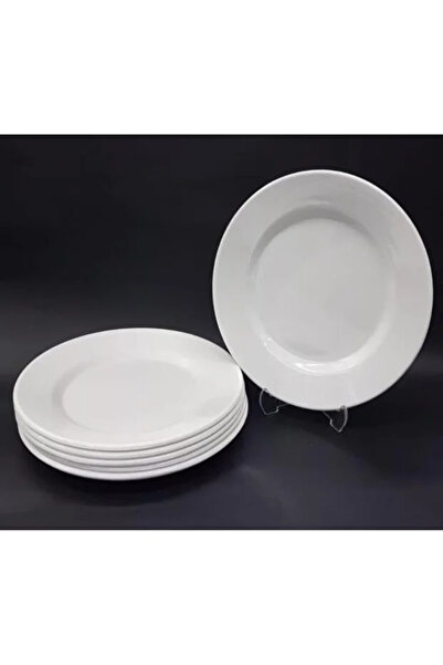 poliva home 6 Adet Beyaz Melamin Tatlı,pasta Servis Tabağı 19 Cm Sığ Tabak Gü...