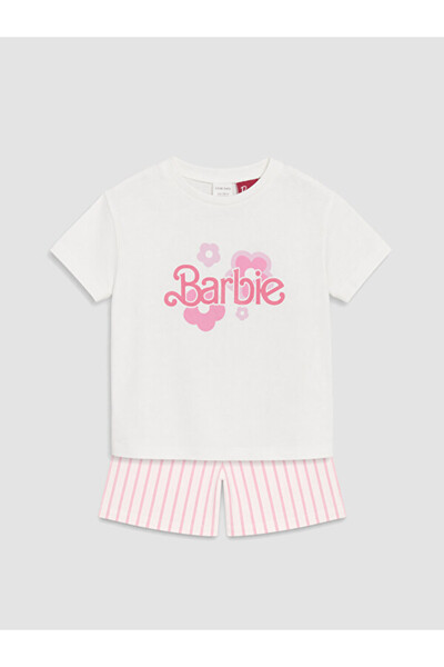 LC Waikiki Barbie Printed Baby Girl Shorts Pajama Set