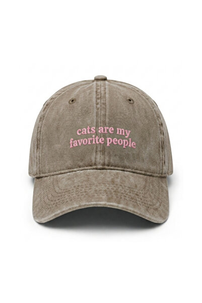Tresore Cats Are My Favorite People Embroidered Cotton Fabric Washable Cap / ...