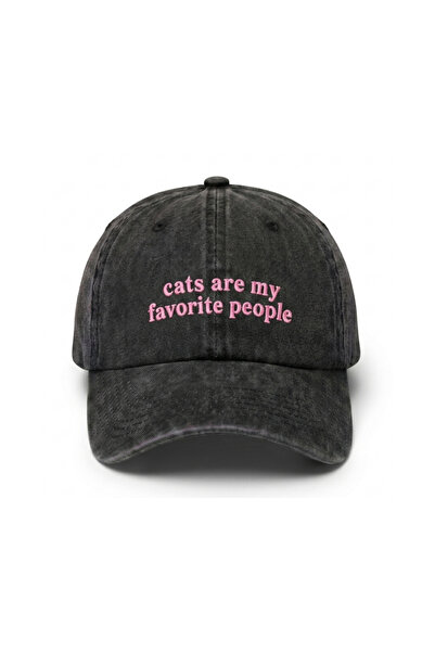 Tresore Cats Are My Favorite People Embroidered Cotton Fabric Washable Cap / ...