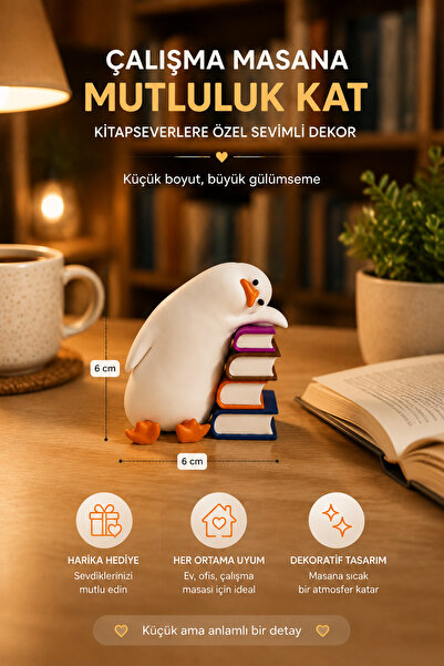 Milena Life Sevimli Ördek Kitap Tutucu Dekor, Mini Masa Süsü, Kitap Severlere...