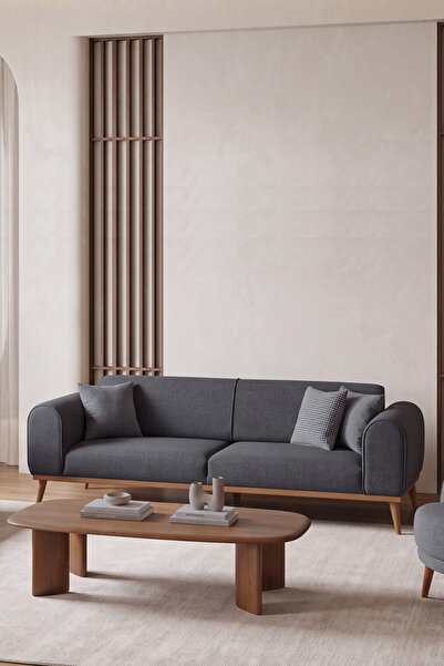 İYENA HOME LİVİNG Candyy Yataklı Sırt Mekanizmalı Keten Üçlü Koltuk Kanepe