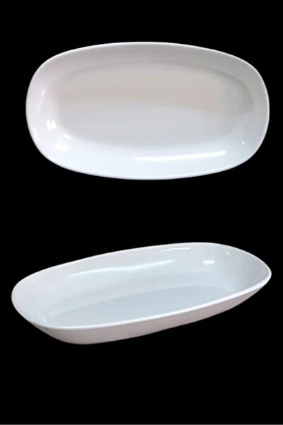 poliva home 2 Adet 28x18cm Büyük Boy Beyaz Melamin Kayık Tabak Salata Tabağı ...