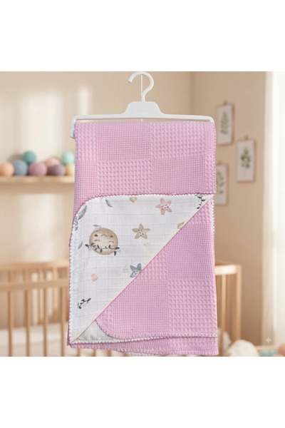 Erca Home Tekstil Ürünleri Muslin Cover Pique Blanket 1 Month, 12 Months Pink