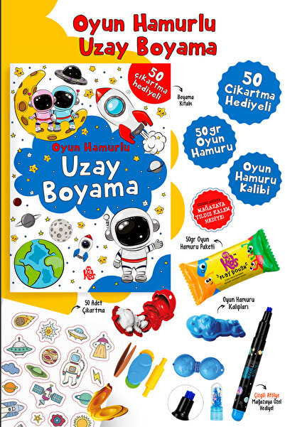 Parodi Yayınları Oyun Hamurlu Uzay Boyama Kitabı - Çocuk Etkinlik Seti- 50 Çı...