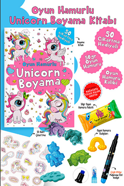 Parodi Yayınları Oyun Hamurlu Unicorn Boyama Kitabı - Çocuk Etkinlik Seti- 50...