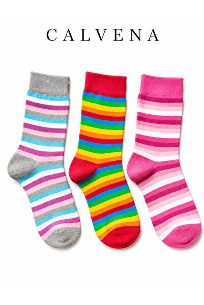 Calvena Pulse Series Women's Organic Cotton 3-Pair Socks