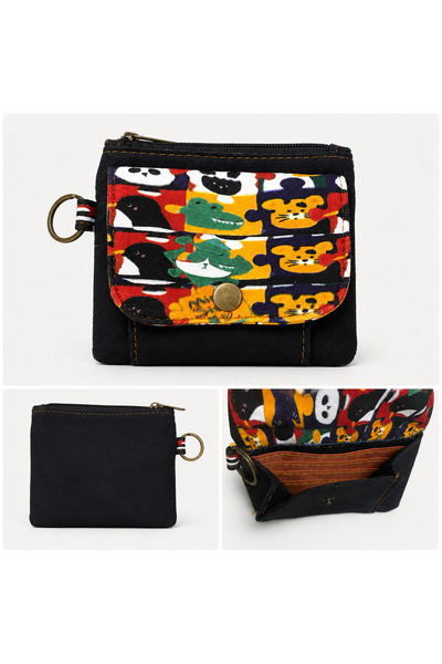 Street Bag Mixed Animal Pattern Multi-Pocket Wallet Daily Travel Easy to Use ...