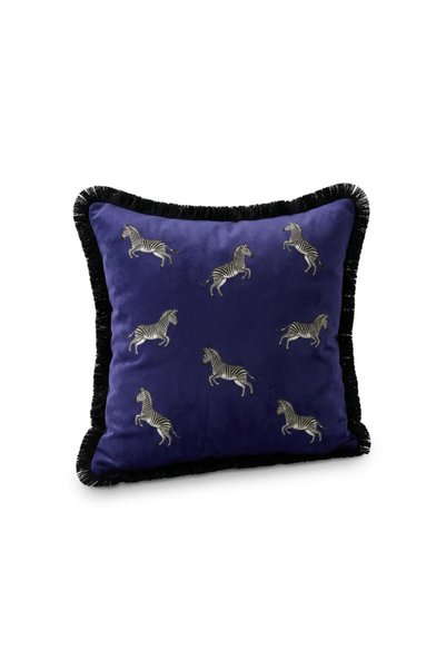 white rabbit home Zebra Patterned Fringed Cushion Cover - Dark Purple