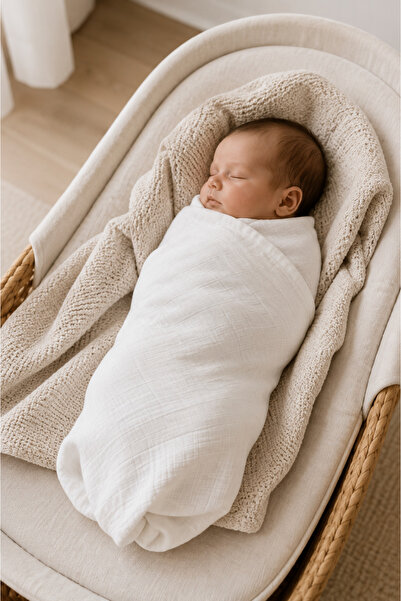 HEDYONE Washed 100% Cotton Muslin Baby Blanket Multi-Purpose Cover 120X120 cm