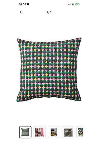 IKEA ALVSJÖSKOGEN Kırlent kılıfı , pembe yeşil, 50x50