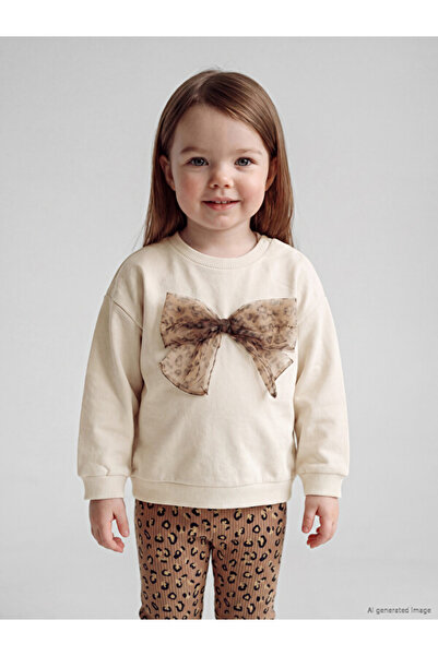 LC Waikiki Leopard Patterned Baby Girl Set with Bow Detail