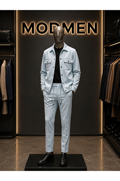 MODMEN Men's Diagonel Fabric Lined Seasonal Thin Jacket & Jogger Pants Top an...