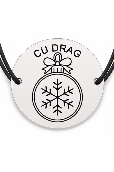 Simoshop Brățară argint 925 cu bănuț gravat glob cu fulg interior, șnur negru...