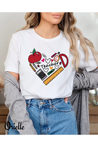 Orielle Relaxed Silhouette Teacher Heart T-Shirt
