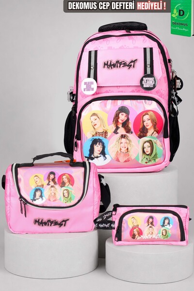 MANİFEST x Dekomus Lisanslı Toz Pembe Collection Okul Çantası,Beslenme Çantas...