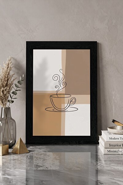 KOLAJTASARIM Single Black Wood Frame Look Mdf Table — Steam Coffee Kitchen Table