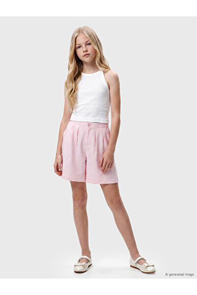 LC Waikiki Two Mt Shop Quality Lcw Kids Pink Pleated Girls' Shorts