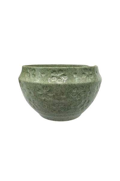 Herbarius 8 Parça Çiçek Desenli Benekli Adaçayı Yeşili Renk Matcha Çayı Hazırlama Seti - Geleneksel Japon Matcha Seti