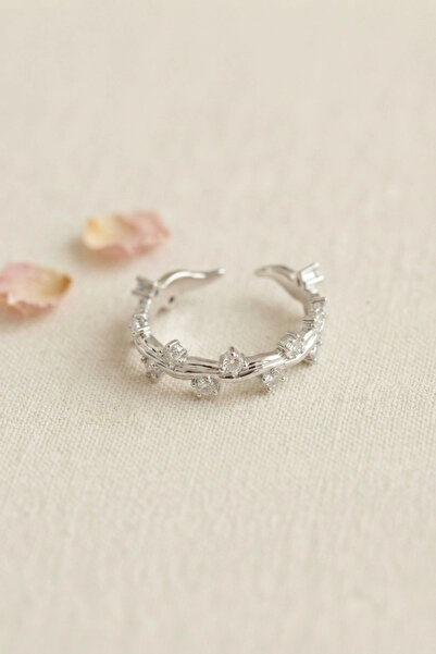 shopwave Silver Color Zircon Stone Ivy Model Women's Ring
