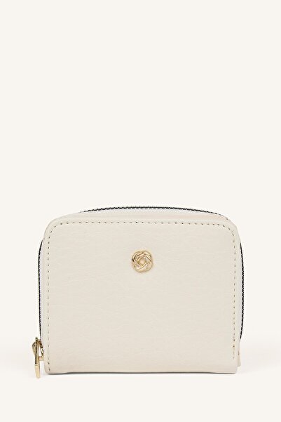 DeFacto Women's Faux Leather Metallic Logo Zipper Wallet I5819Axns