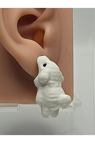 3D Baskı Sevimli Hayalet Tasarımlı Küpe - Eğlenceli ve Trend Kulak Aksesuarı