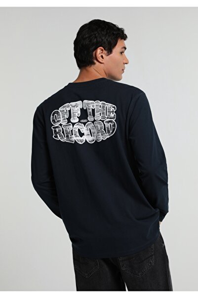 Colin's Regular Fit Round Neck Plain Men's Navy Blue Long Sleeve T-Shirt