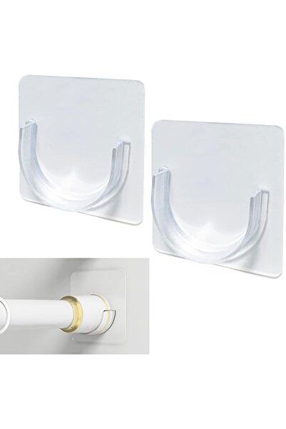 GENERAL Shower Rod Holder, No-Drill Tension Curtain Rod Bracket, Adhesive Sho...