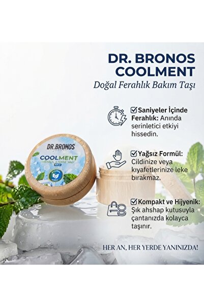 Dr.Bronos Hmd Bitkisel Coolment Doğal Kristal Mentol Taşı - Baş, Şakak, Boyun ve Ense İçin Ferahlatıcı ve Rahatlatıcı Bakım Taşı (Nane Yağı Özlü)