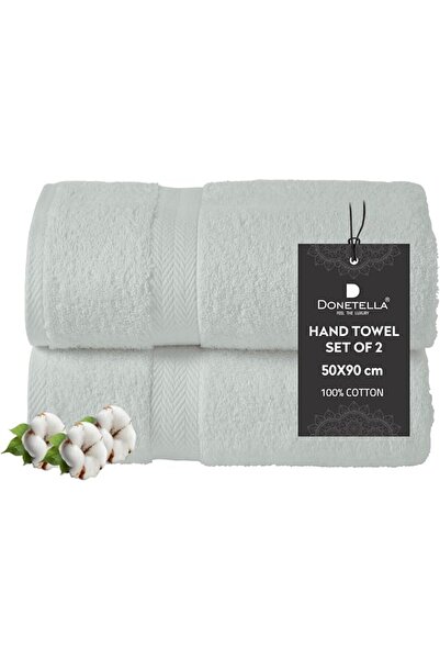 GENERAL Donnetila Cotton Hand Towel, White, 50X90 Cm, 2 Pieces, Super Absorbe...