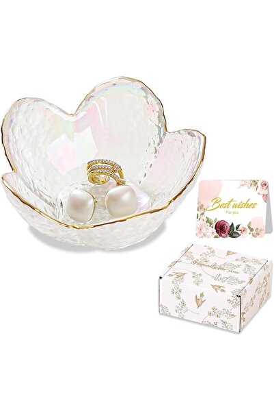 Binoster Glass Jewelry Tray for Rings, Trinket Tray Gifts for Women, Unique B...