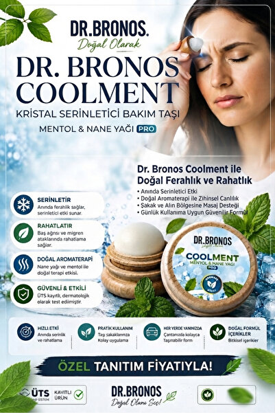 Dr.Bronos Hmd Bitkisel Coolment Doğal Kristal Mentol Taşı - Baş, Şakak, Boyun ve Ense İçin Ferahlatıcı ve Rahatlatıcı Bakım Taşı (Nane Yağı Özlü)