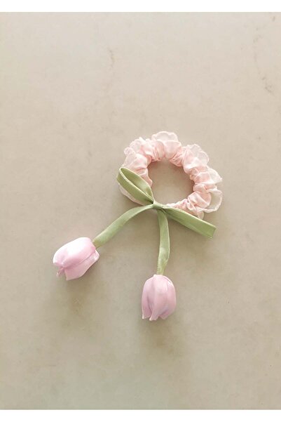 Halley Concept Tulip Detailed Gingham Pink Fabric Rubber Buckle