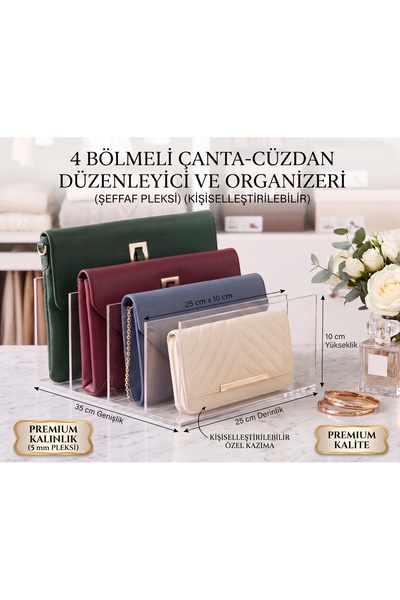 Genel Markalar 4 BÖLMELİ ÇANTA & CÜZDAN DÜZENLEYİCİ ORGANİZER(ŞEFFAF PLEKSİ)(...