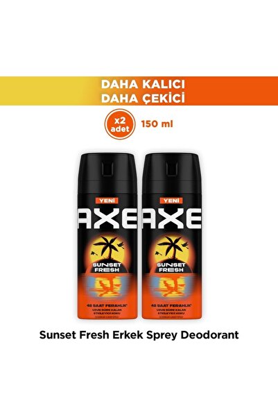 Axe Sunset Fresh 150 ml X2 Erkek Deodorant Meyvemsi Koku ile Alüminyum İçerme...