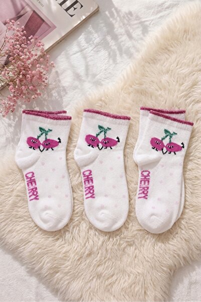 PANİVUE Girl's Colorful Daily Patterned Perfumed College Socks