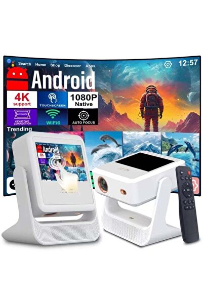 COOLHAWK جهاز عرض بشاشة لمسية 800 ANSI، يدعم دقة 1080P كاملة الوضوح و4K، مع ت...